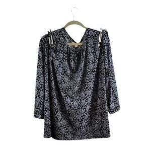 MICHAEL Michael Kors Printed Cold Shoulder Long Sleeve Blouse Women's Size 2X